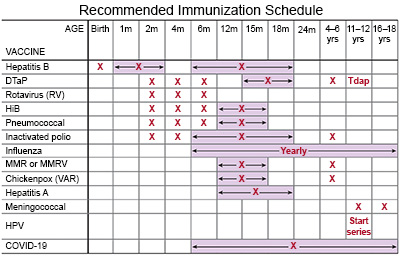 Recommended Immunization Schedule 2022