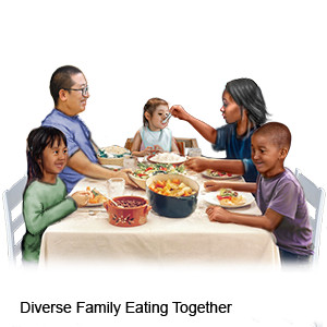 Diverse Family Eating Together